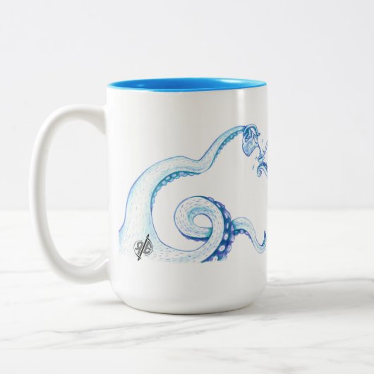 Blue Octopus Coffee Mok (Links)