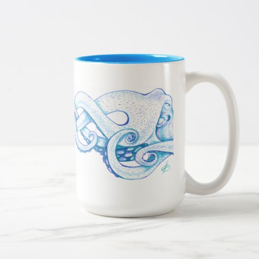 Blue Octopus Coffee Mok (Rechts)
