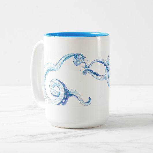 Blue Octopus Coffee Mok (Voorkant links)