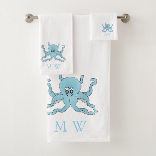 Blue Octopus Design Monogrammed (En situation)