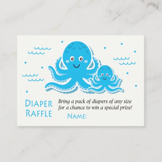 Blue Octopus Diaper Raffle Tickets (Voorkant)
