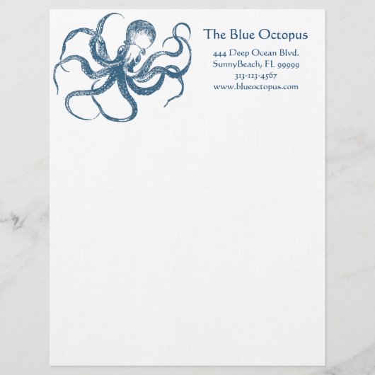 Blue Octopus Letterhead Persoonlijk Briefhoofd (Voorkant)