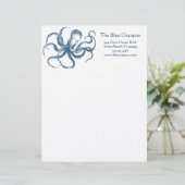 Blue Octopus Letterhead Persoonlijk Briefhoofd (Staand voorkant)