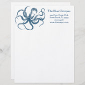 Blue Octopus Letterhead Persoonlijk Briefhoofd (Voorkant / Achterkant)