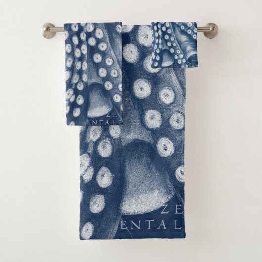 Blue Octopus  Map Chic Bad Handdoek (Insitu)