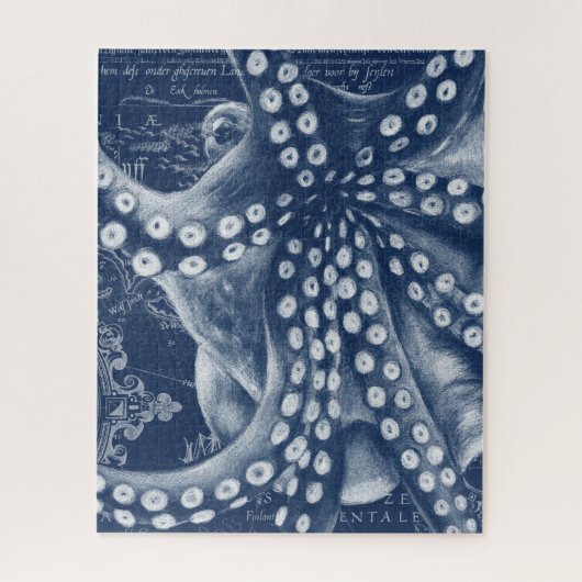 Blue Octopus Map Chic Legpuzzel (Verticaal)