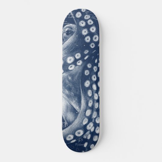 Blue Octopus  Map Chic Skateboard (Voorkant)
