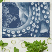 Blue Octopus  Map Chic Theedoek (Gevouwen)