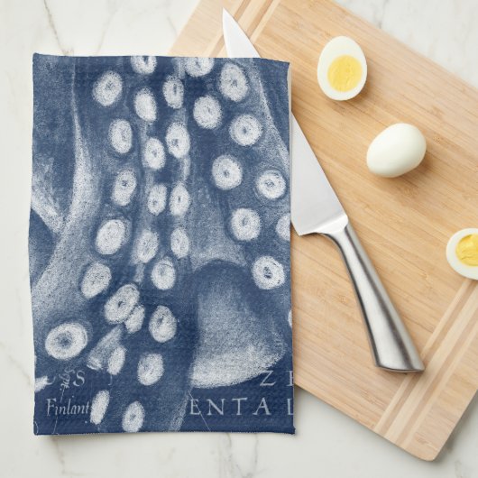 Blue Octopus  Map Chic Theedoek (Quarter Fold)