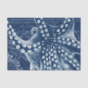 Blue Octopus Map Chic Tissuepapier