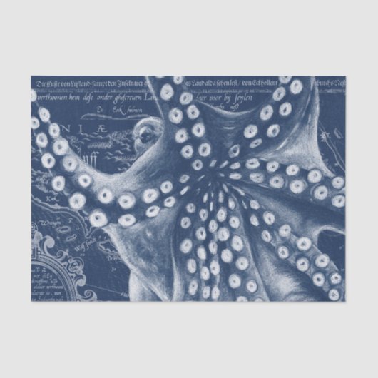 Blue Octopus  Map Chic Tissuepapier (Voorkant)