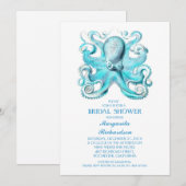 Blue Octopus Nautical Beach vrijgezellenfeest Kaart (Voorkant / Achterkant)