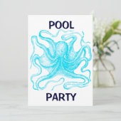 Blue Octopus Pool Party Kaart (Staand voorkant)