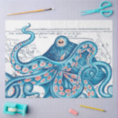 Blue Octopus Tentacle  Map White Art Tissuepapier (Craft)