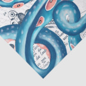 Blue Octopus Tentacle  Map White Art Tissuepapier (Detail)