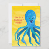 Blue Octopus verjaardagsfeest uitnodiging (Voorkant)