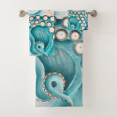 Blue Octopus Vintage Map Nautical Art (En situation)