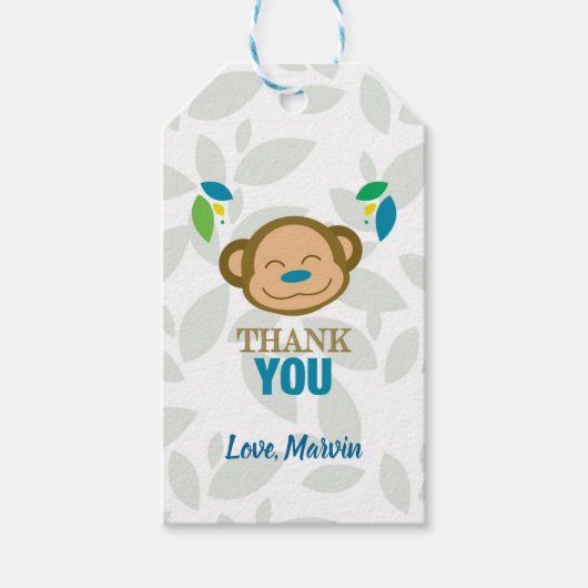 Blue Oerwoud Monkey Gift Label Cadeaulabel (Voorkant)