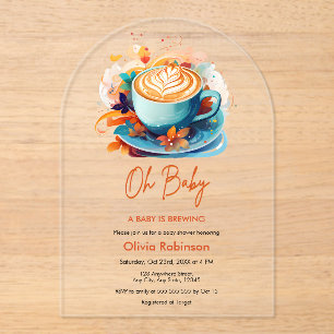Blue Oh Baby A Baby is het brouwen van koffie Baby Acryl Uitnodigingen