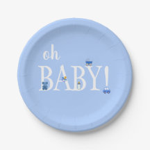 Blue Oh Baby Boy Baby shower Aangepast Bord Papier