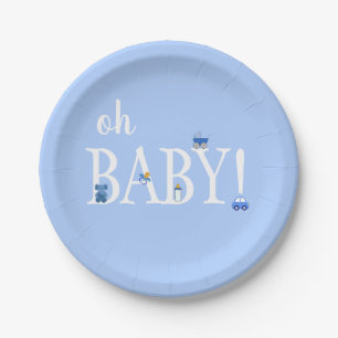 Blue Oh Baby Boy Baby shower Aangepast Bord Papier