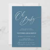 Blue Oh Baby Shower Invitation Kaart (Voorkant)