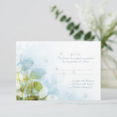 Blue olive vert feuillage oiseaux mariage carte RS (Debout devant)