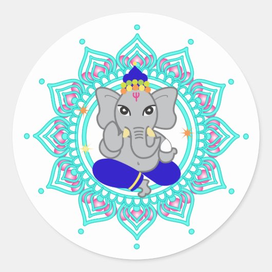 Blue om mandala sticker (Voorkant)