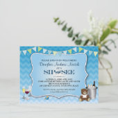 Blue Ombre Chevron Baby Sip en See Kaart (Staand voorkant)