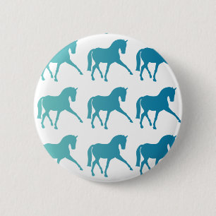 Blue Ombre Dressage Horse Ronde Button 5,7 Cm