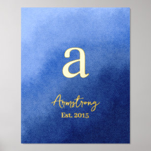 Blue Ombre familienaam jaar vastgesteld Real Folie Afdrukken