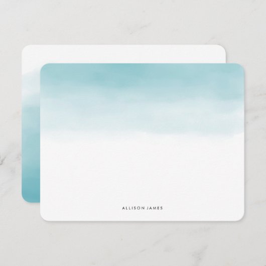 Blue Ombre Flat Note-kaarten Notitiekaartje (Voorkant / Achterkant)