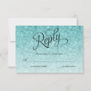 Blue Ombre Glitter Verjaardag Antwoorden Kaart