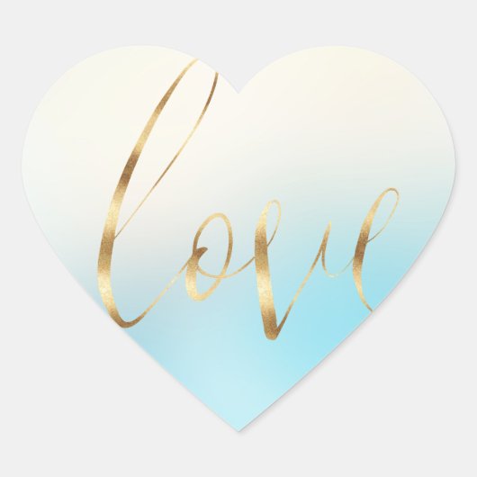 Blue Ombre Gold Love Hart Sticker (Voorkant)