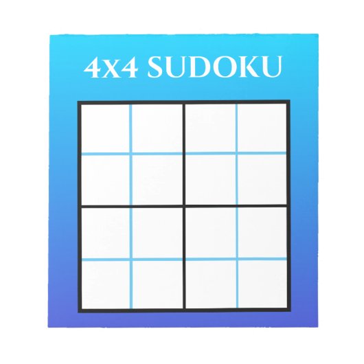 Blue Ombre Gradient 4x4 Sudoku Grid Sjabloon Notitieblok (Voorkant)