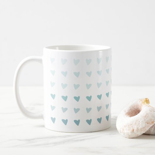 Blue Ombre Heart Valentines Love Mug (Avec donut)