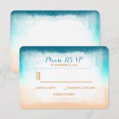 Blue ombre mariage plage cartes RSVP (Devant / Derrière)