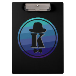 Blue Ombre Name Initiaal Monogram voor mannen Klembord