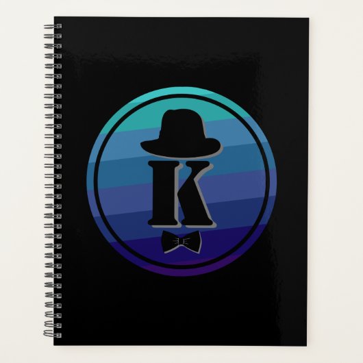 Blue Ombre Name Initiaal Monogram voor mannen Planner (Voorkant)