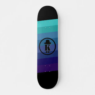 Blue Ombre Name Initiaal Monogram voor mannen Skateboard