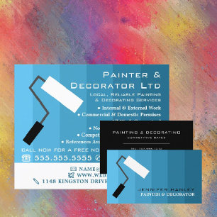 Blue Ombre & Paint Roller, Painter & Decorator Visitekaartje