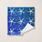 Blue Ombre Teal Sparkle Glittery Starfish Patterns Bad Handdoek (Wasdoekje)