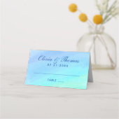Blue Ombre Waterverf Custom Wedding Monogram (Voorkant)