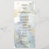 Blue Ombre Waterverf Goud Bruin Script Bruiloft Programma (Achterkant)