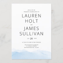 Blue Ombre Waterverf huwelijksuitnodiging