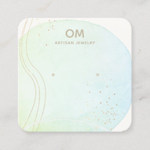 Blue Ombre Waterverf Stud Earring Display Holder B Vierkante Visitekaartje