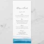 Blue Ombre waterverf Wedding Menu of Program Card (Voorkant)