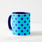 Blue On Cyan Polka Dots Pattern Design Mok (Voorkant links)