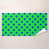 Blue On Green Polka Dots Pattern Design  (Serviette de bain)
