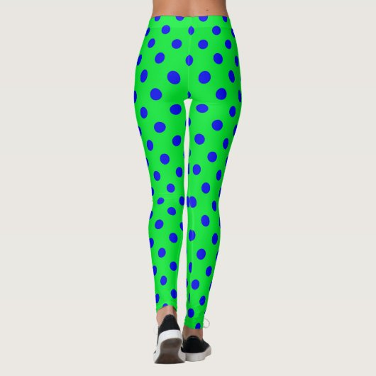 Blue On Green Polka Dots Pattern Design  Leggings (Achterkant)